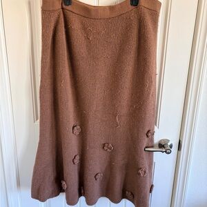 Cider Brown Textured A-Line Skirt